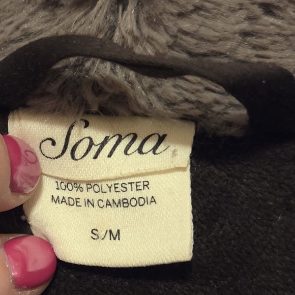 Soma Embraceable Luxe Marble Long Robe Java Brown Fluffy Cozy Warm Small /Medium - Picture 4 of 5